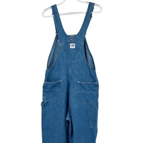 Vintage 70s LEE Denim Overalls Workwear Carpenter Bibs Made In the USA 32Wx33L - Picture 3 of 12